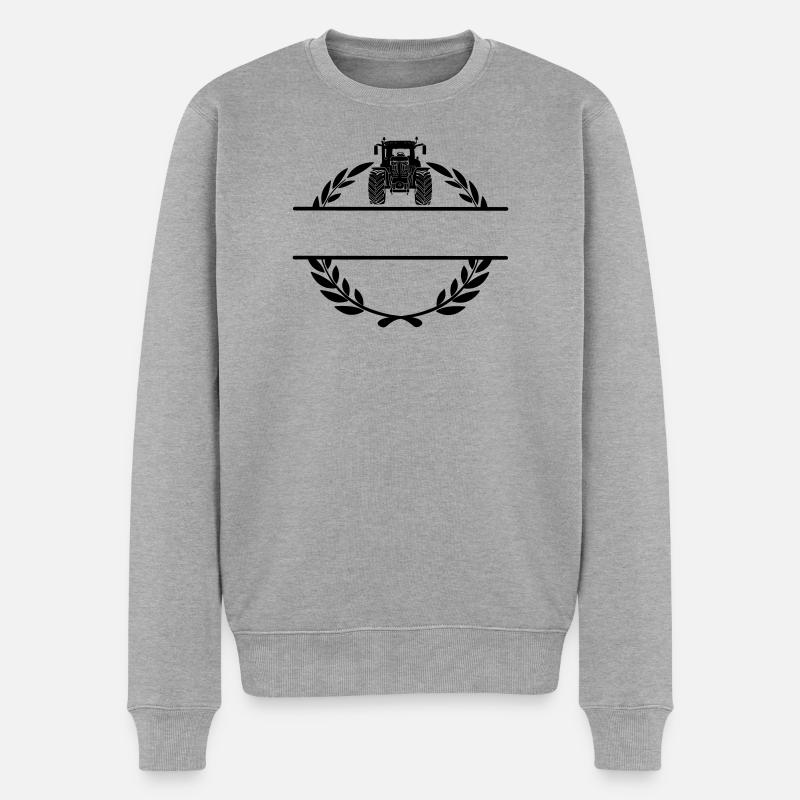 Lorbeerkranz Ackerschlepper - Männer Premium Bio Pullover - Grau meliert