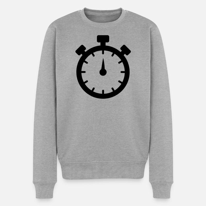 Stoppuhr 2 - Männer Premium Bio Pullover - Grau meliert