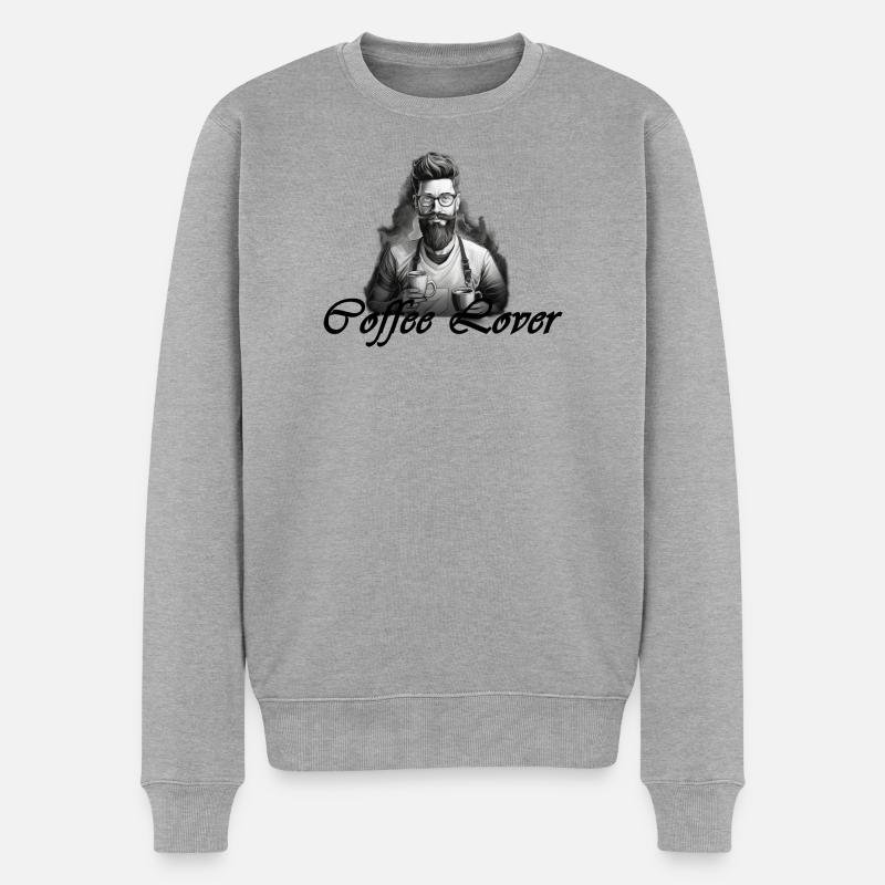 Barista Coffee Lover Schwarz - Männer Premium Bio Pullover - Grau meliert