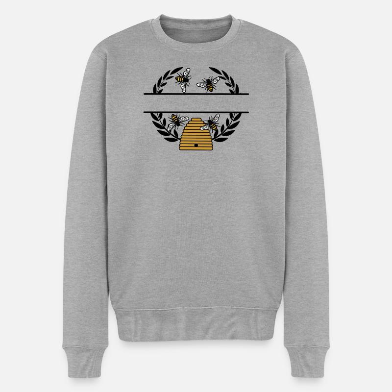 Bienenbanner mit Bienenstock - Männer Premium Bio Pullover - Grau meliert