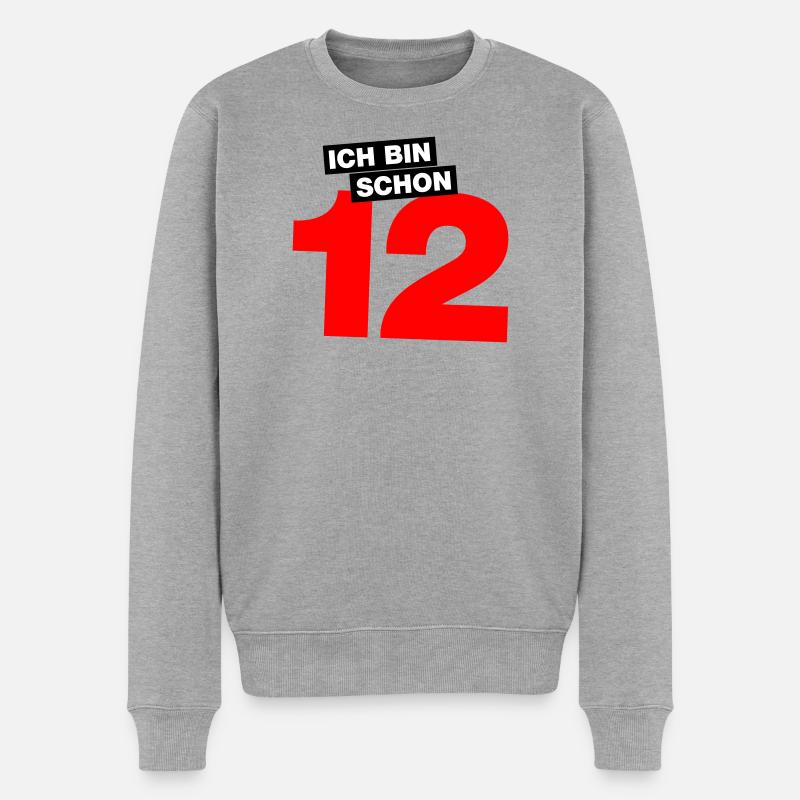 Ich bin schon 12 - Männer Premium Bio Pullover - Grau meliert