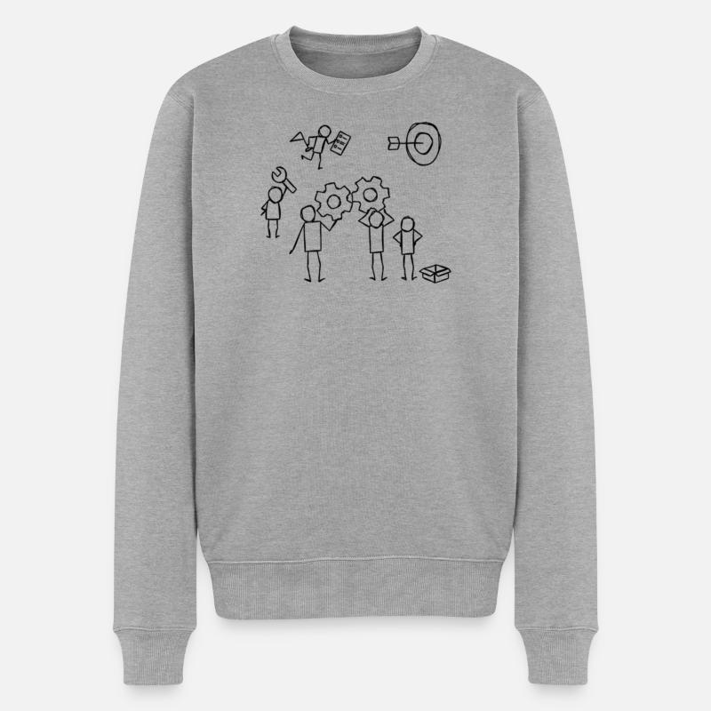 Teamwork - Männer Premium Bio Pullover - Grau meliert