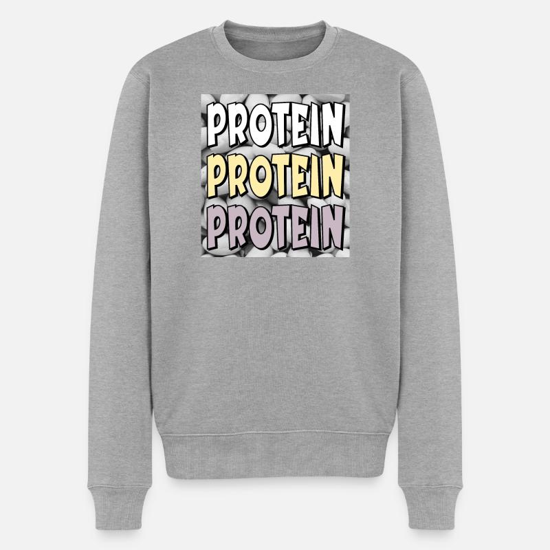 PROTEIN BOHNEN - Männer Premium Bio Pullover - Grau meliert