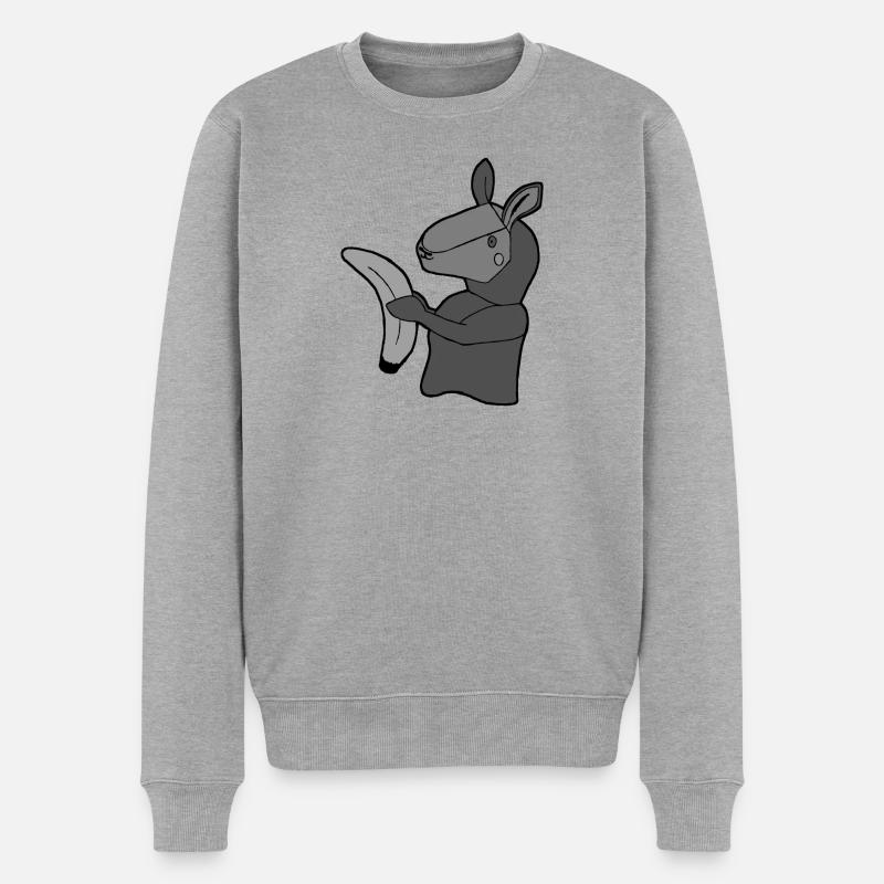 Lama mit Banane - Männer Premium Bio Pullover - Grau meliert