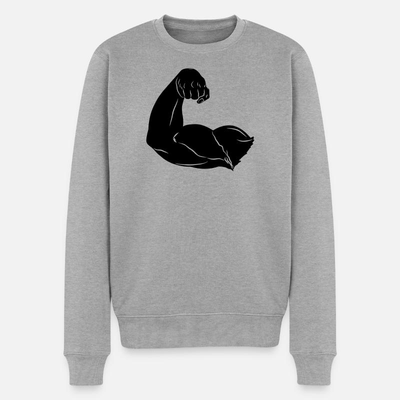 Schattenbild des Arms - Männer Premium Bio Pullover - Grau meliert
