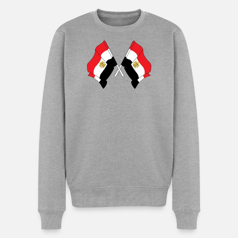 Deux drapeaux Egypte - Pull Premium bio Homme - gris chiné