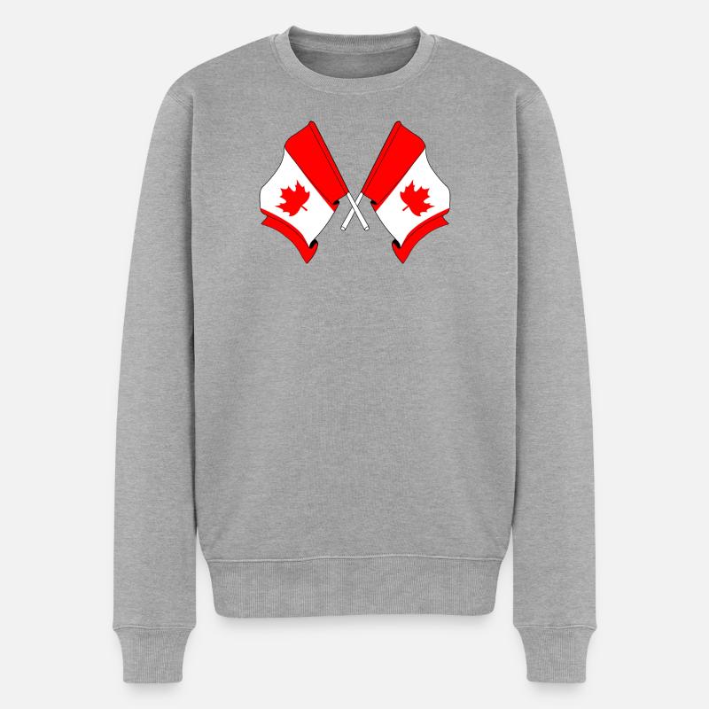 Drapeaux du Canada croisés - Pull Premium bio Homme - gris chiné
