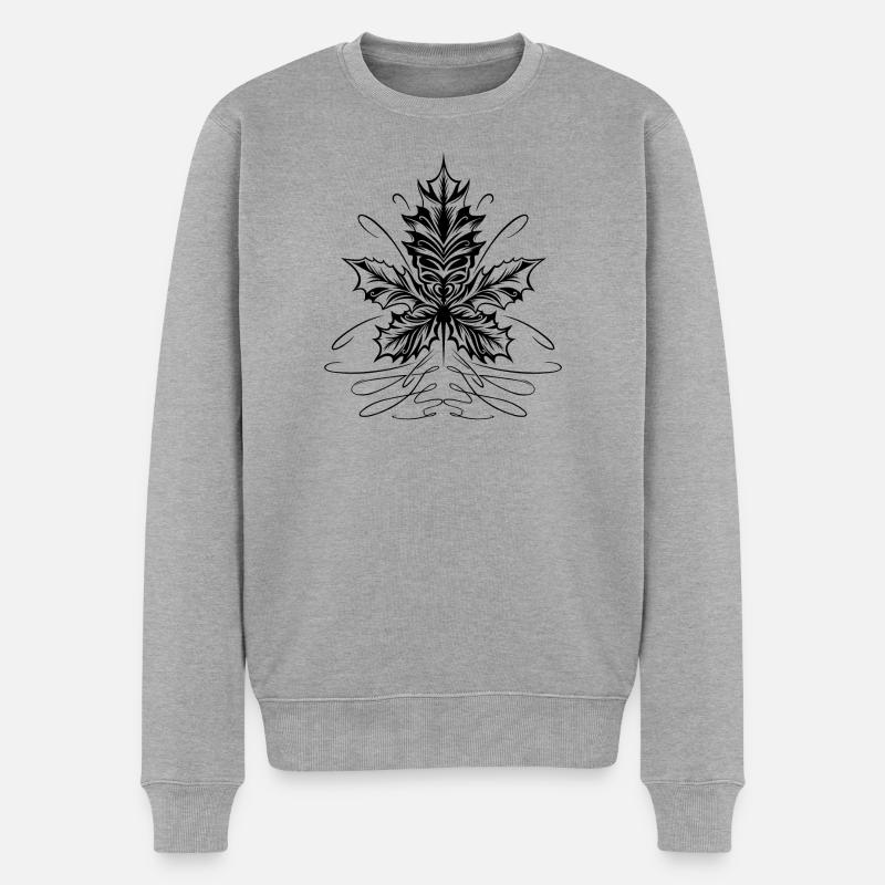 Feuille D’érable, Feuille, Feuillage, Automne - Pull Premium bio Homme - gris chiné