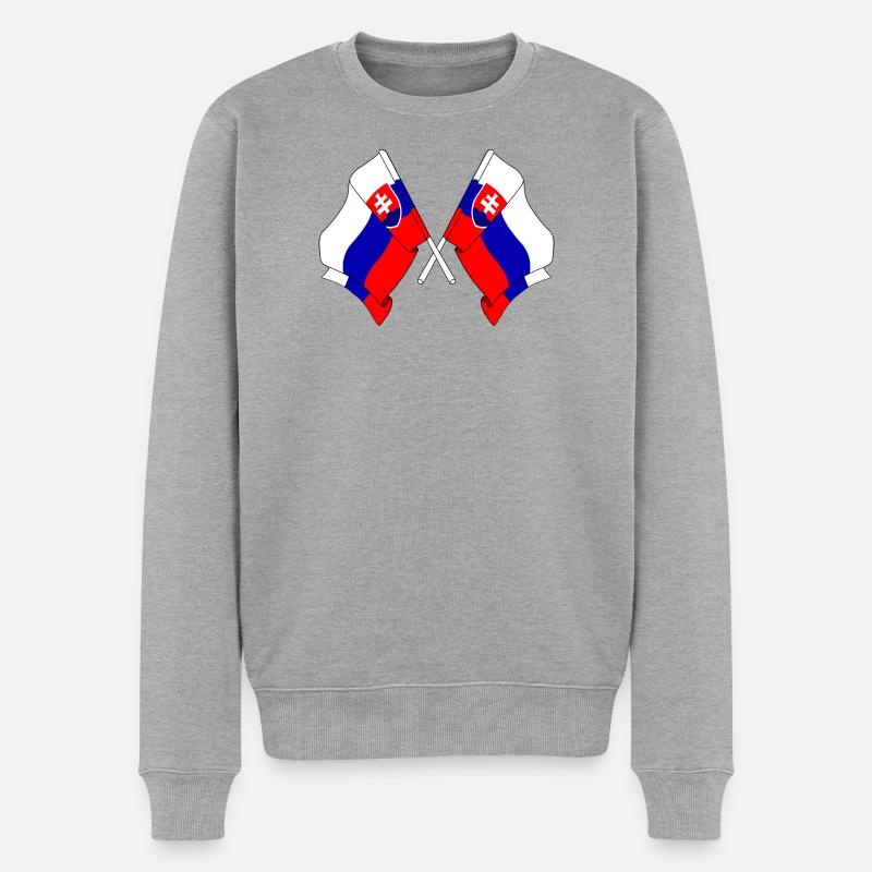 Zwei Flaggen Slowakei - Männer Premium Bio Pullover - Grau meliert