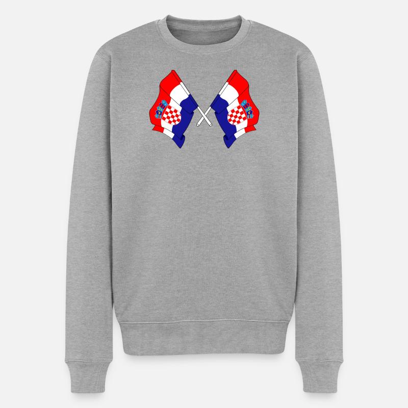 Zwei Flaggen Kroatiens - Männer Premium Bio Pullover - Grau meliert