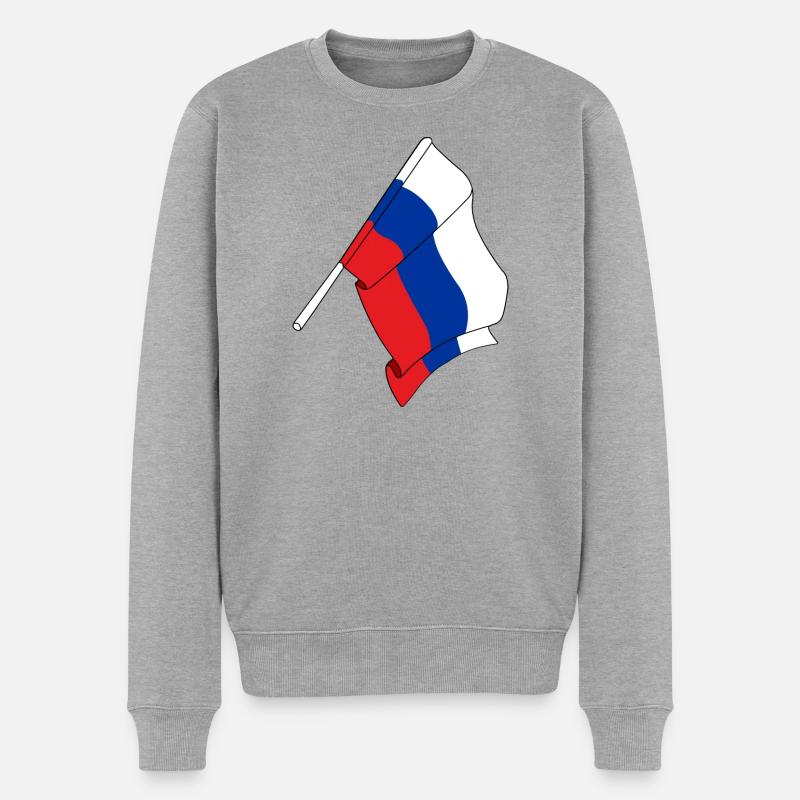 Flagge Russland - Männer Premium Bio Pullover - Grau meliert