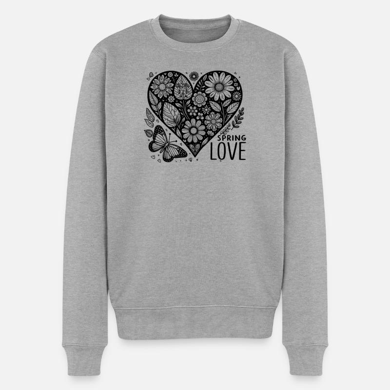 spring love - Männer Premium Bio Pullover - Grau meliert