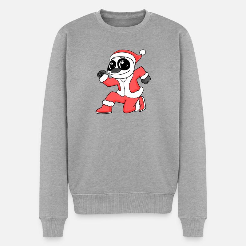 Panda Kuscheltier Weihnachten - Männer Premium Bio Pullover - Grau meliert