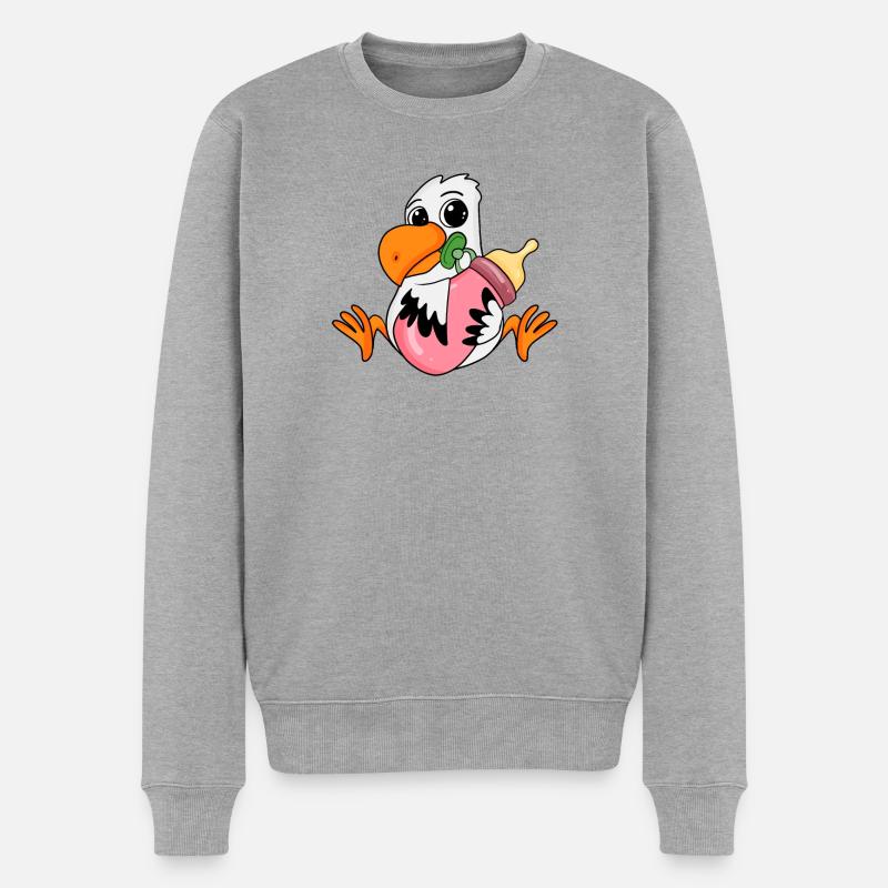 Motif de mouette bébé - Pull Premium bio Homme - gris chiné