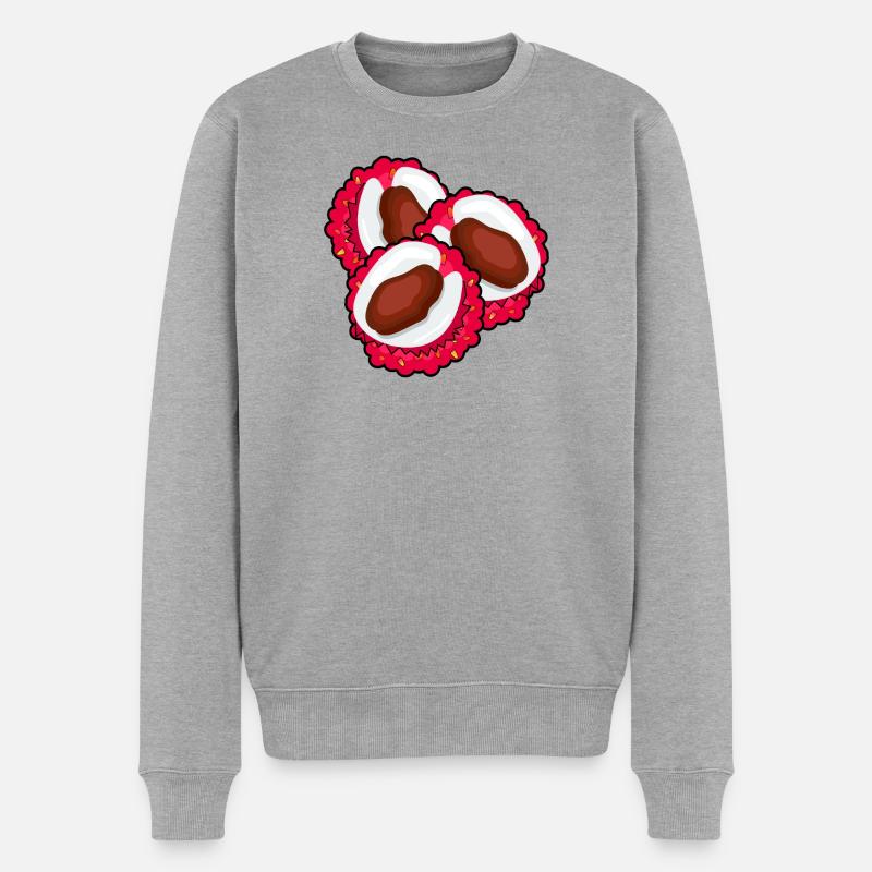 LYCHEE LITSCHI FRÜCHTE - OBST ESSEN - Männer Premium Bio Pullover - Grau meliert