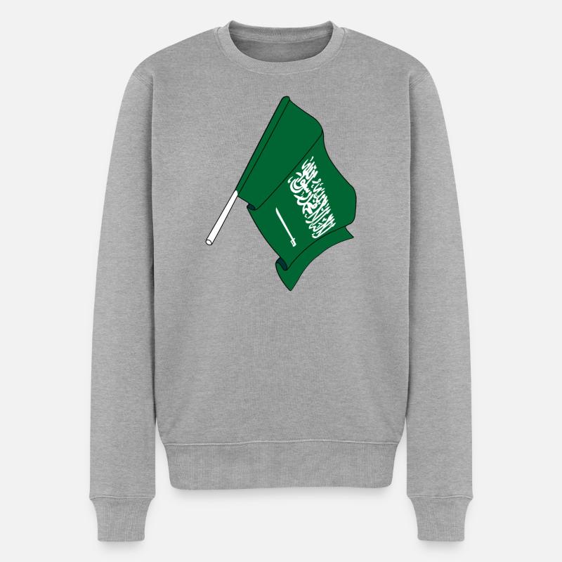 Flagge Saudi-Arabien - Männer Premium Bio Pullover - Grau meliert