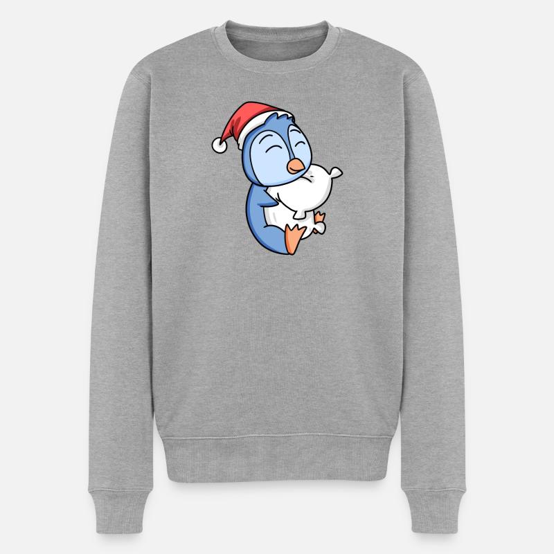 Pingouin Mignon Fatigué Noël - Pull Premium bio Homme - gris chiné