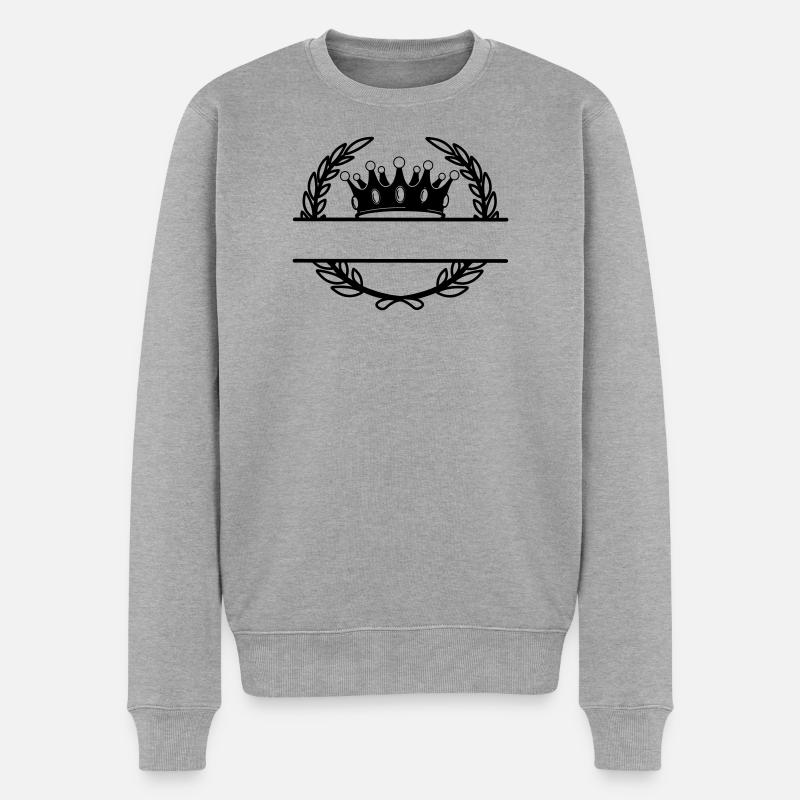 Lorbeerkranz mit Krone - Männer Premium Bio Pullover - Grau meliert