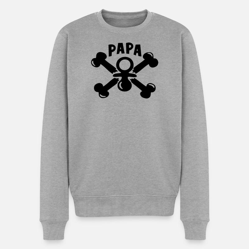 Papa Geburt Pirat Geschenk - Männer Premium Bio Pullover - Grau meliert