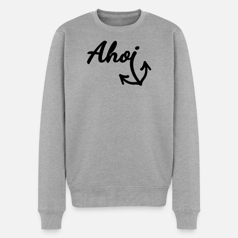 Ahoi (Farbe anpassbar) - Männer Premium Bio Pullover - Grau meliert