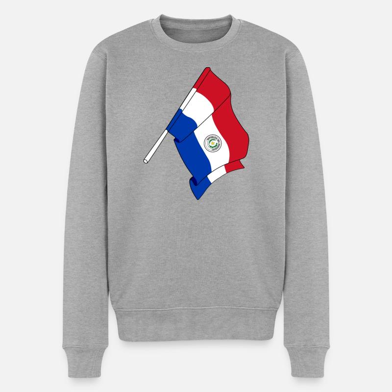Flagge von Paraguay - Männer Premium Bio Pullover - Grau meliert