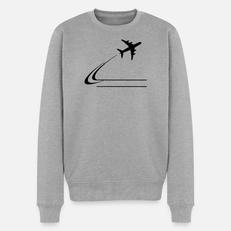 S’éloigner de l’avion - Pull Premium bio Homme - gris chiné