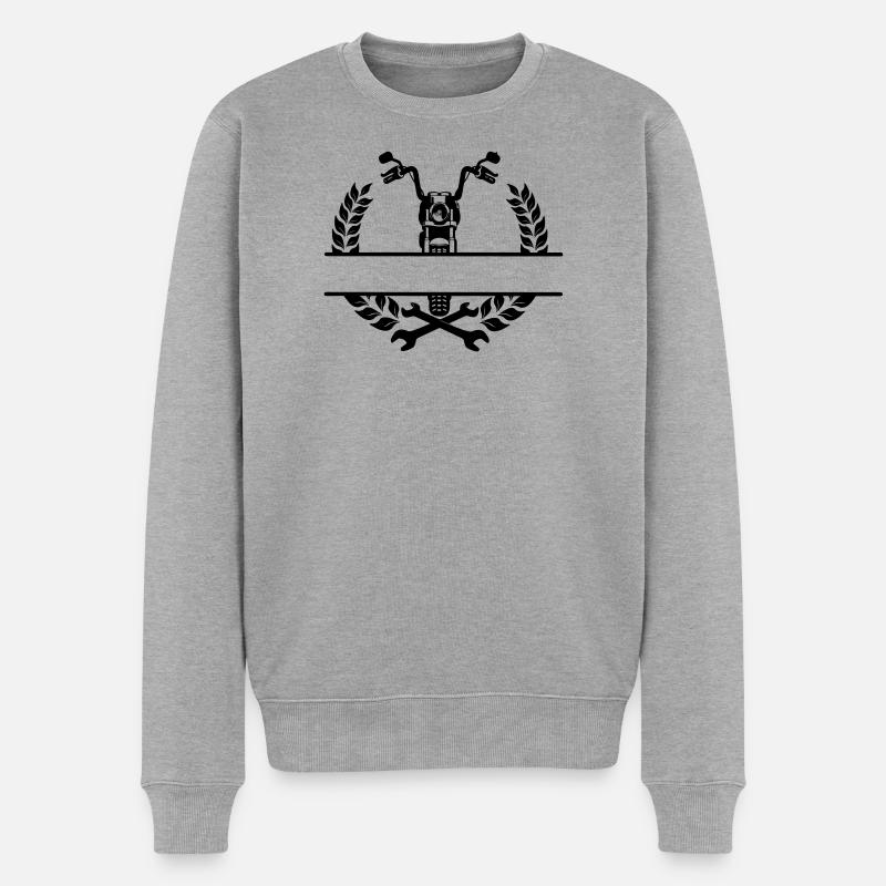 Motorradmechaniker- oder Werkstattlogo - Männer Premium Bio Pullover - Grau meliert