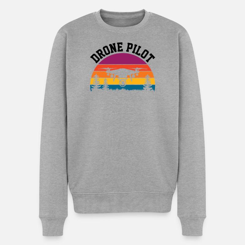 Drohnen-Pilot - Männer Premium Bio Pullover - Grau meliert