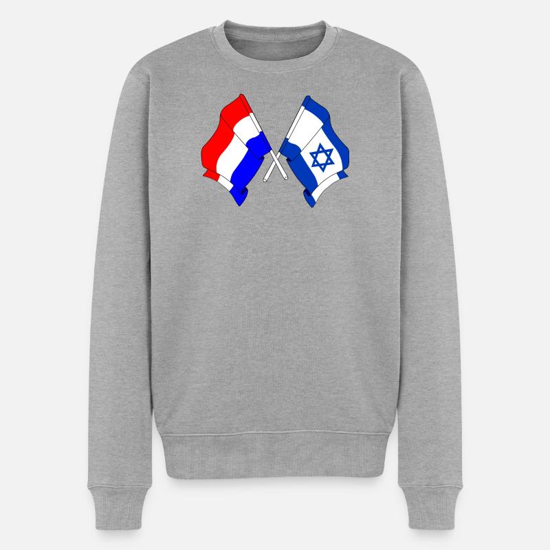 Drapeau des Pays-Bas, drapeau d’Israël - Pull Premium bio Homme - gris chiné