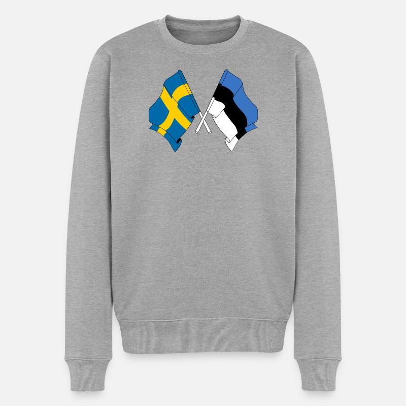 Drapeau Suède, drapeau Estonie - Pull Premium bio Homme - gris chiné