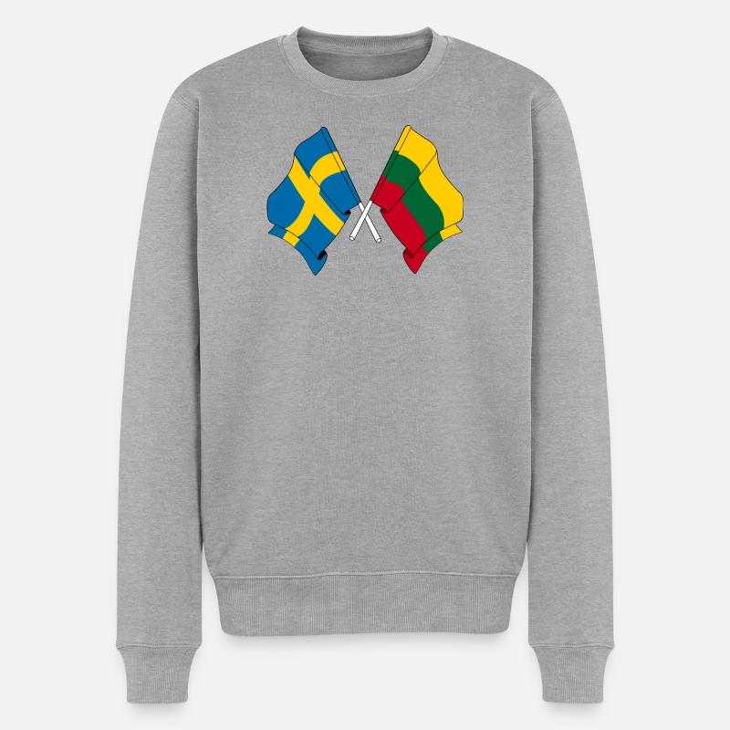 Drapeau Suède, drapeau Lituanie - Pull Premium bio Homme - gris chiné