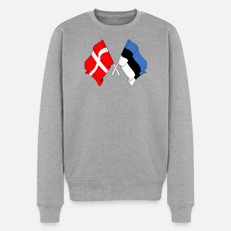 Flagge Dänemark Flagge Estland - Männer Premium Bio Pullover - Grau meliert