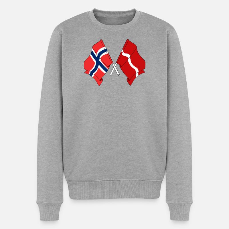 Flagge Norwegen, Flagge Lettland - Männer Premium Bio Pullover - Grau meliert