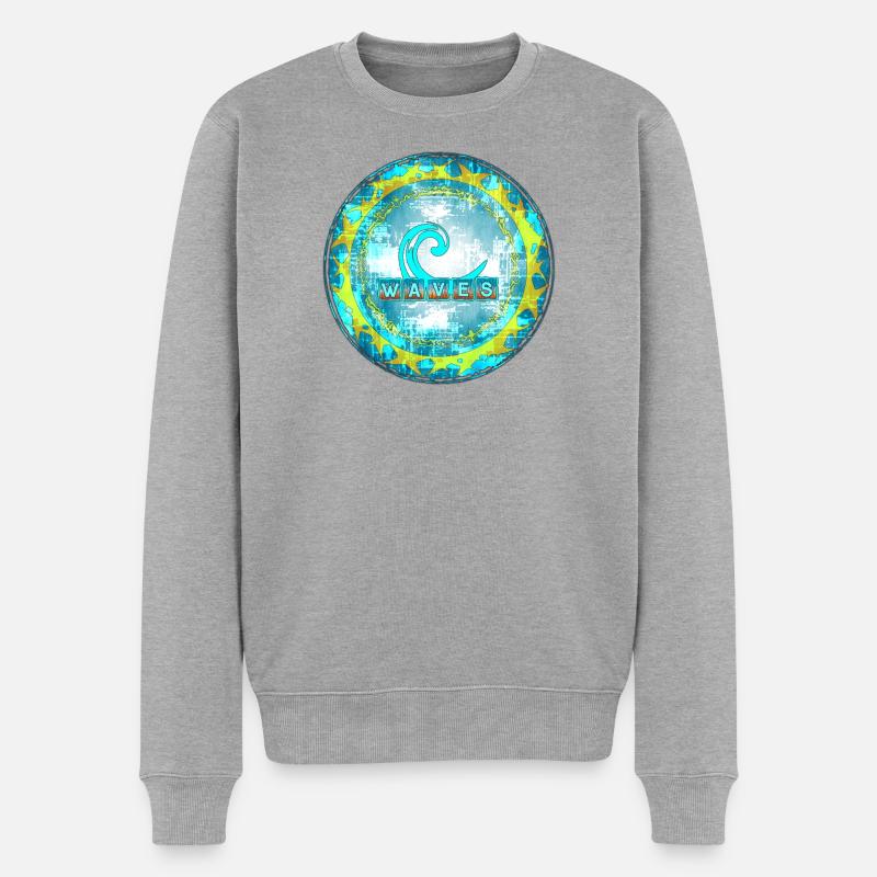 Abstrakte Wellen Muster - Männer Premium Bio Pullover - Grau meliert