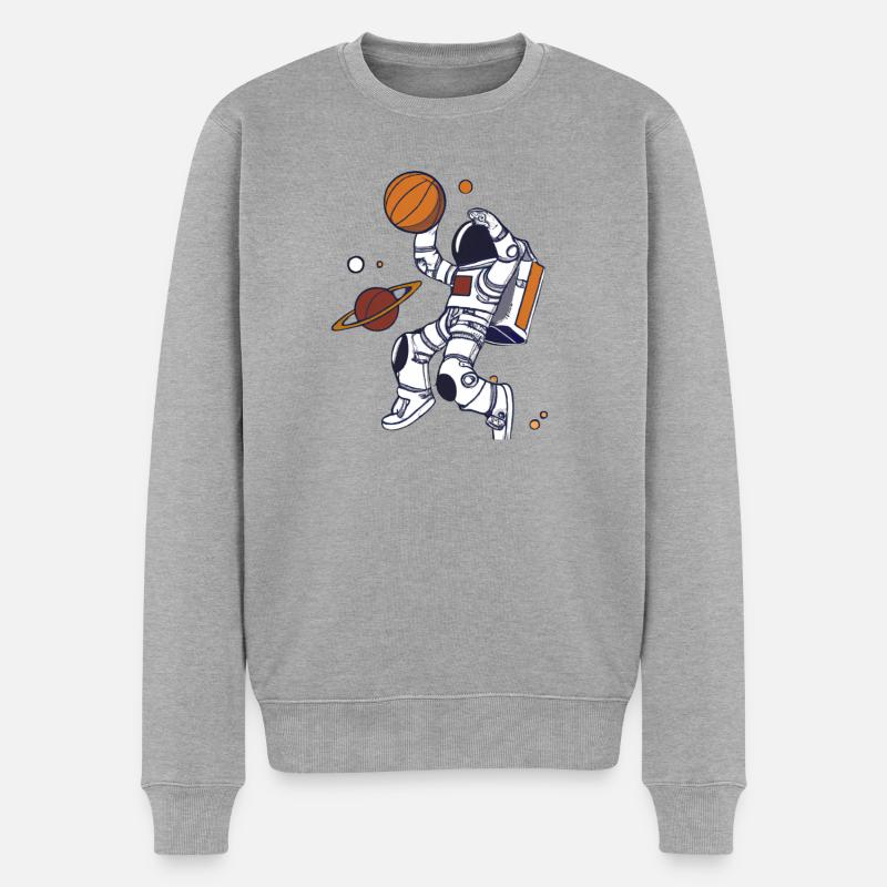 Astronaut Dunk Planet - Männer Premium Bio Pullover - Grau meliert