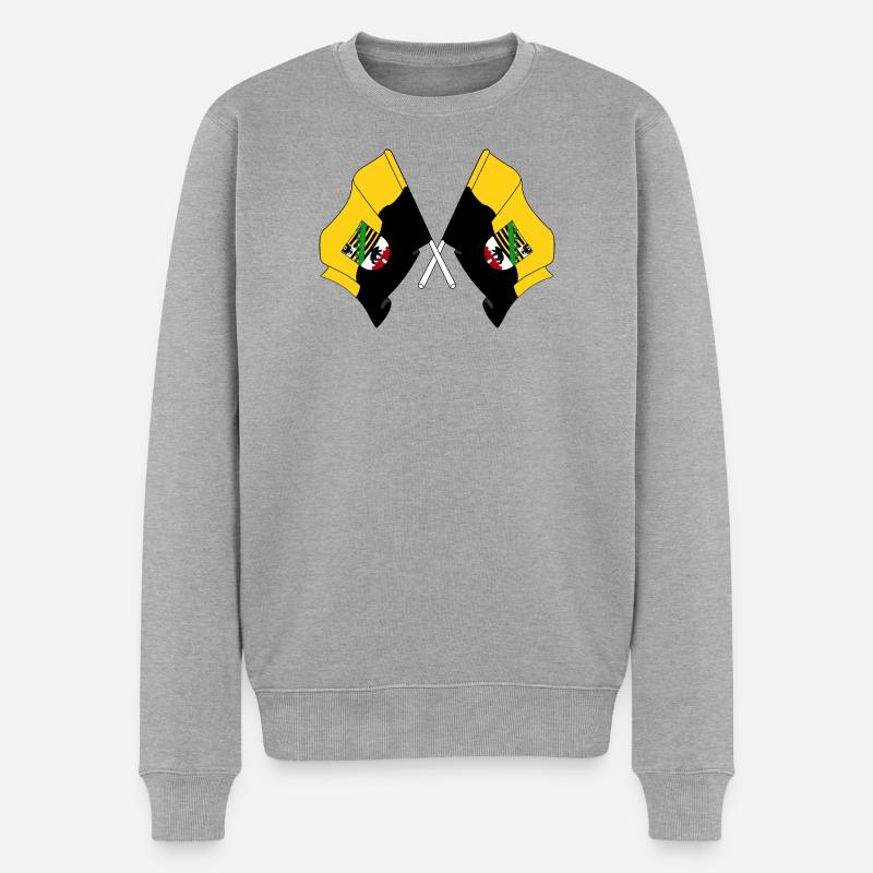 Drapeaux traversés en Saxe-Anhalt - Pull Premium bio Homme - gris chiné