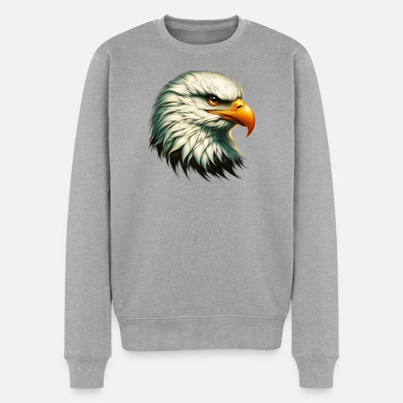 Adler - Männer Premium Bio Pullover - Grau meliert