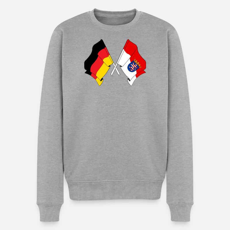 Flagge Deutschland, Hessen - Männer Premium Bio Pullover - Grau meliert