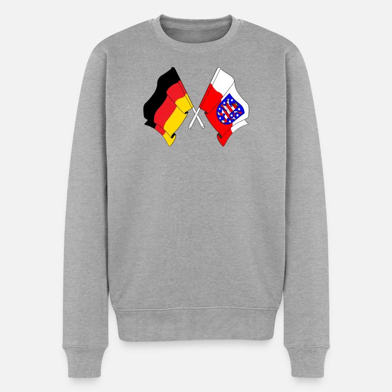 Flagge Deutschland Thüringen - Männer Premium Bio Pullover - Grau meliert