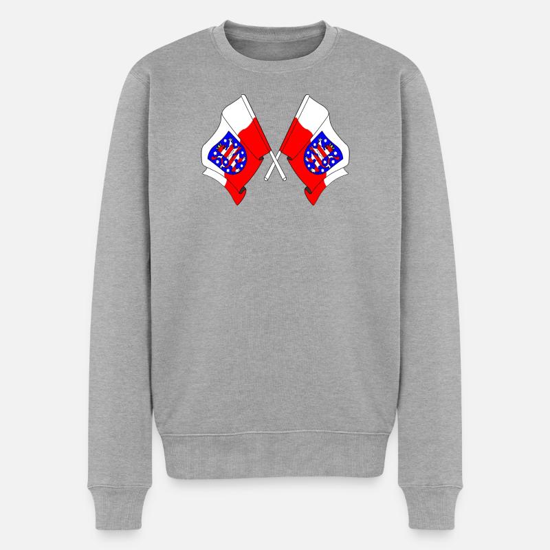 Deux drapeaux traversent la Thuringe - Pull Premium bio Homme - gris chiné