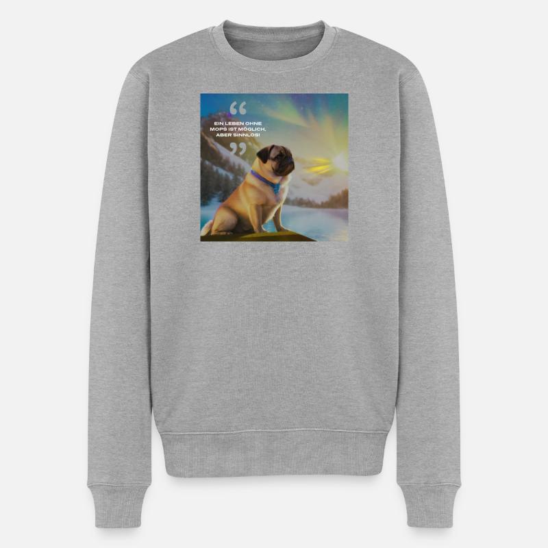 Welpen im Polarlicht mit Spruch - Männer Premium Bio Pullover - Grau meliert
