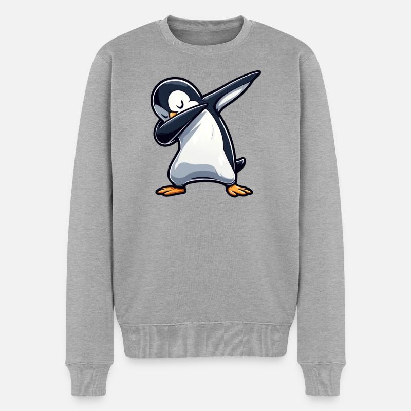 Pingouin Dab Dabbing Cool Décontracté - Pull Premium bio Homme - gris chiné