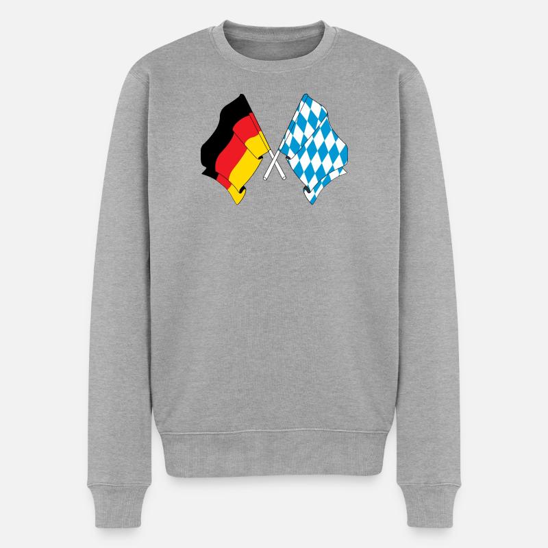 Flagge Deutschland, Bayern - Männer Premium Bio Pullover - Grau meliert