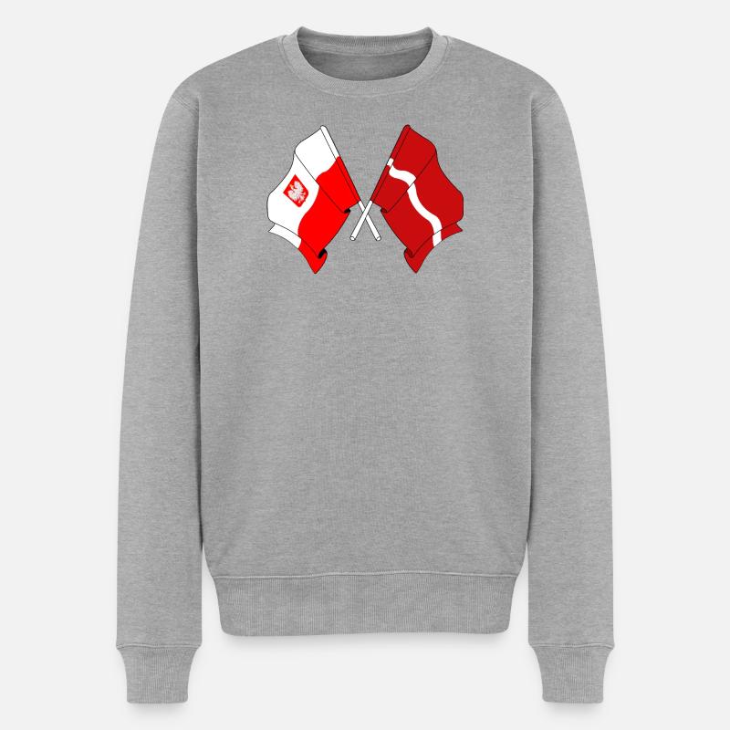Flagge von Polen, Lettland - Männer Premium Bio Pullover - Grau meliert