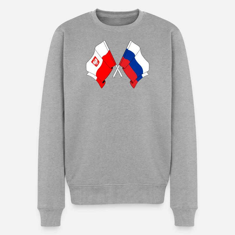 Drapeau Pologne, Russie - Pull Premium bio Homme - gris chiné
