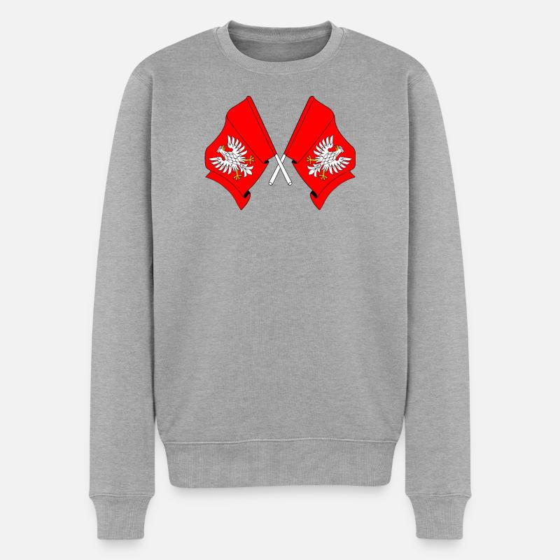 Deux drapeaux de la Mazovie - Pull Premium bio Homme - gris chiné