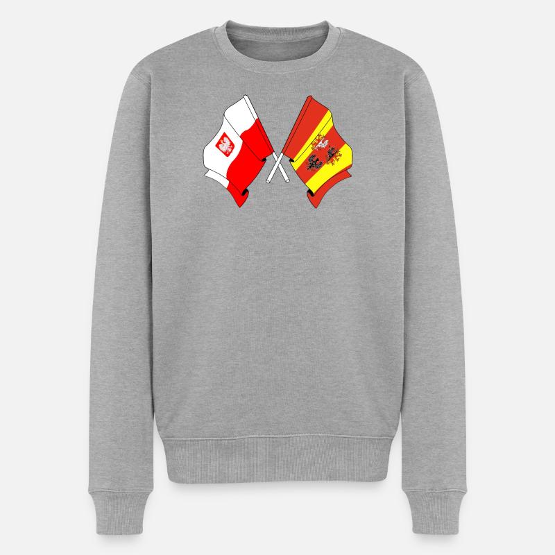 Drapeau Pologne, Lodz traversé - Pull Premium bio Homme - gris chiné