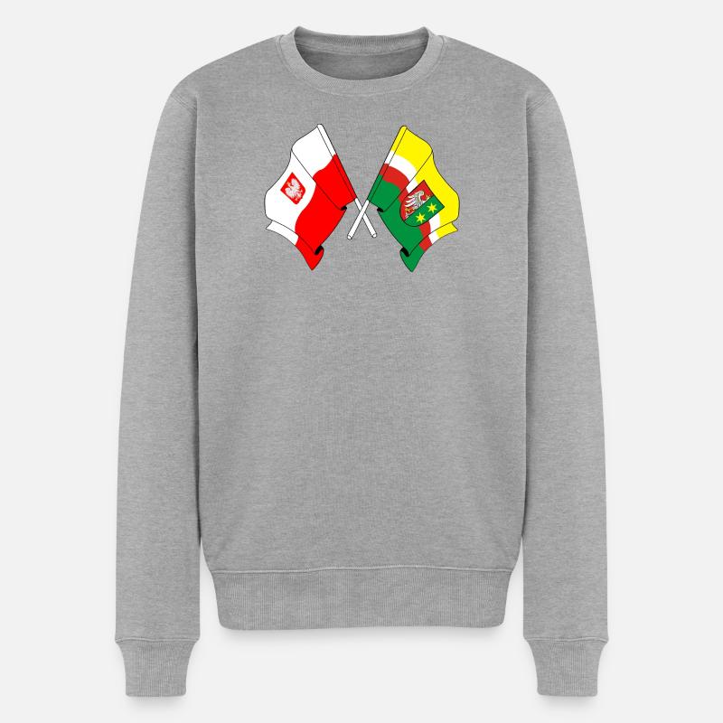 Drapeau de la Pologne, Lubusz croisé - Pull Premium bio Homme - gris chiné
