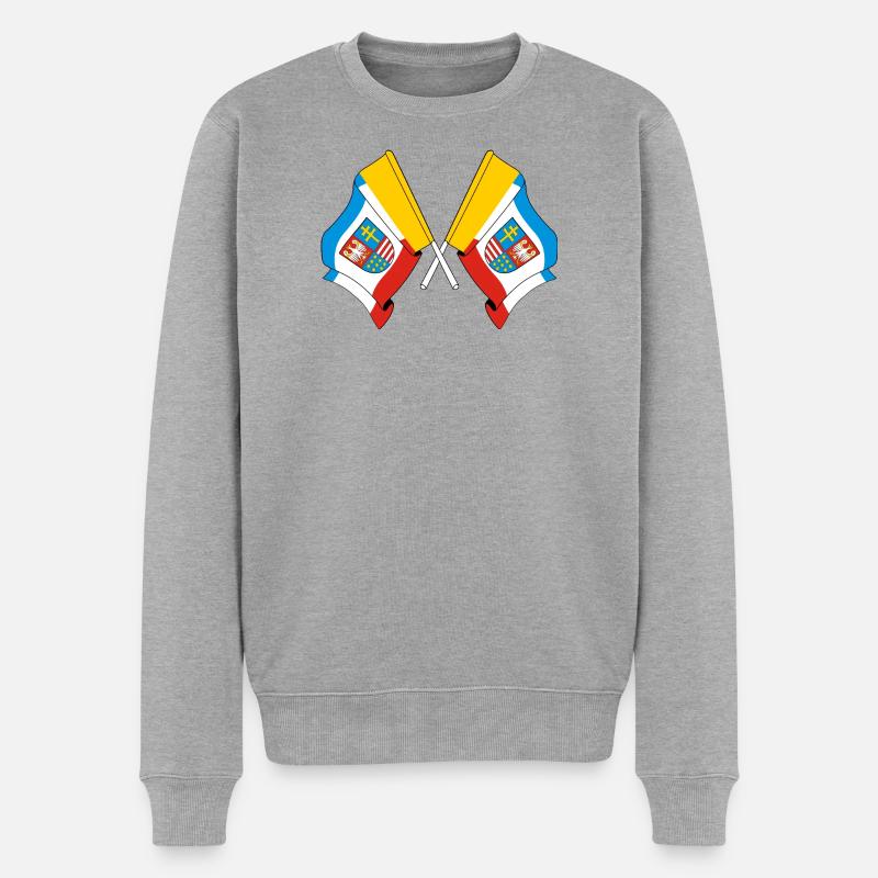 Deux drapeaux de la Sainte-Croix - Pull Premium bio Homme - gris chiné