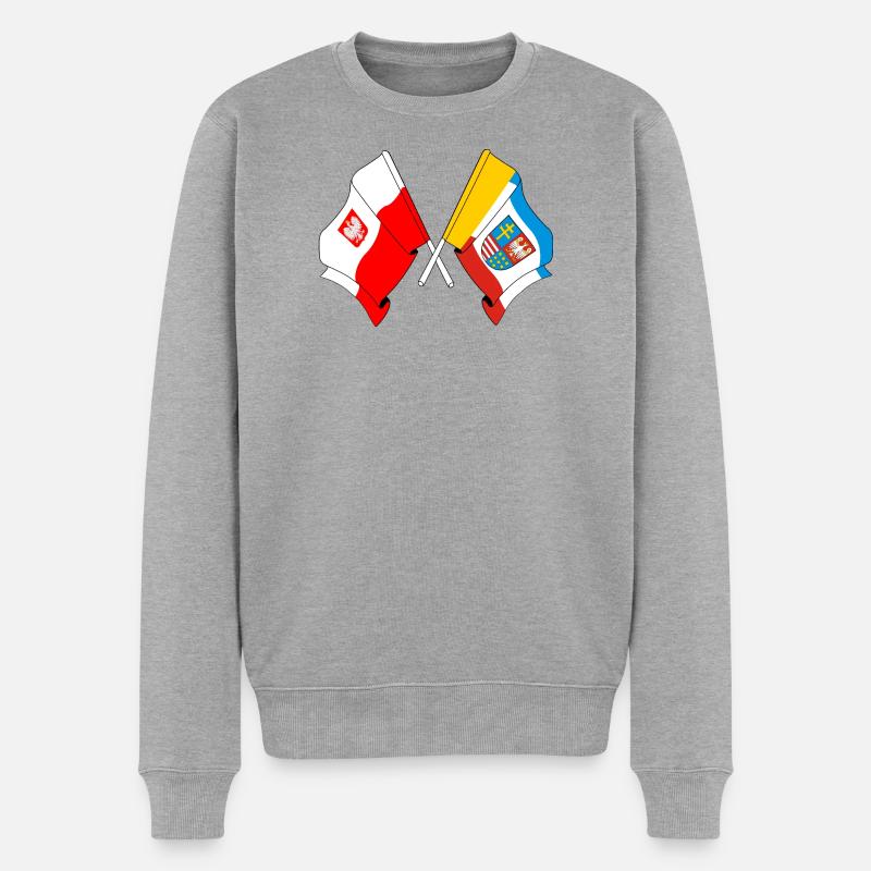 Drapeau Pologne, Sainte-Croix - Pull Premium bio Homme - gris chiné